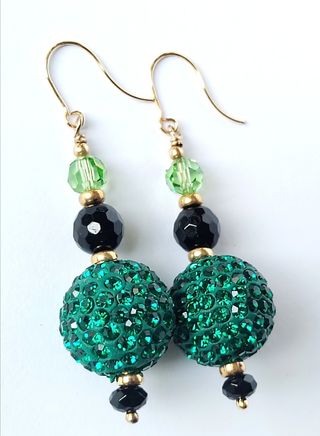 Pendientes oro 18k espinelas verdes