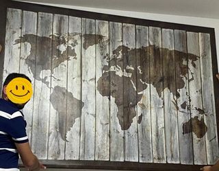 Quadro mappa mondo stile legno