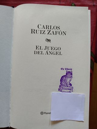 Novela "El juego del ángel"