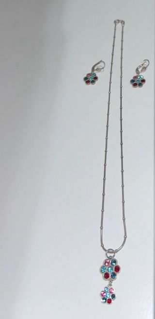 Collar y pendientes plata multicolor