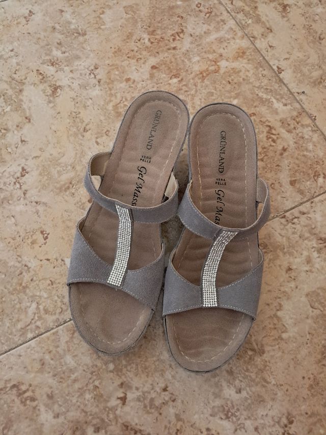 Sandalias GRÜNLAND cuña grises