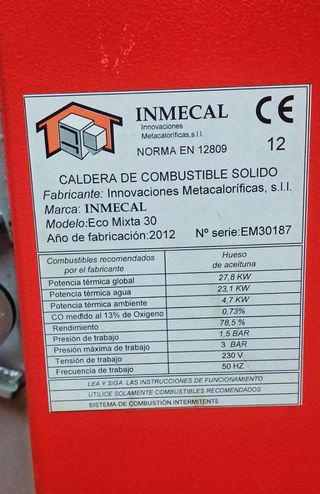 Caldera Biomasa Eco Mixta.