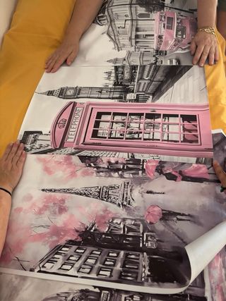 Tríptico Londres: láminas grises y rosas