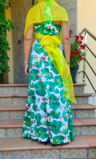 Vestido floral verde blanco fiesta