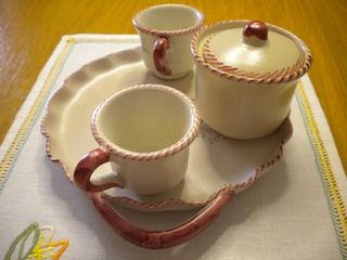 SET CAFFE’ X 2, DIPINTO A MANO+ZUCCHERIERA+VASSOIO