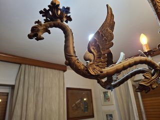Lampadario antico bronzo stile drago