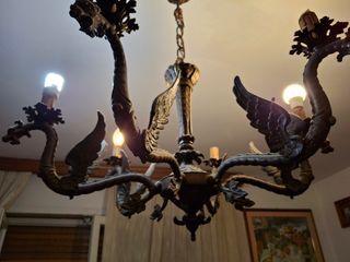 Lampadario antico bronzo stile drago