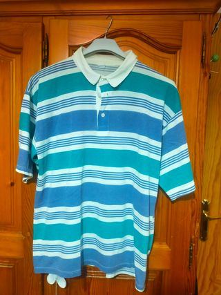 Polo rayas azul-turquesa talla L