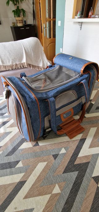 Transportín mascota azul marino 46×26×28 cm