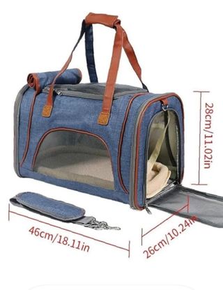 Transportín mascota azul marino 46×26×28 cm
