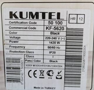 Horno Portátil Kumtel KF-5620 SIN USO