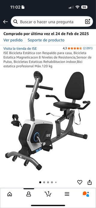 Bicicleta estática ISE con respaldo