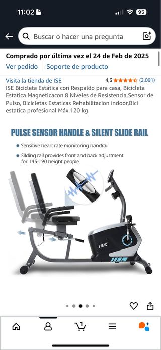 Bicicleta estática ISE con respaldo