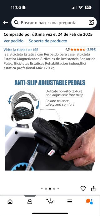 Bicicleta estática ISE con respaldo
