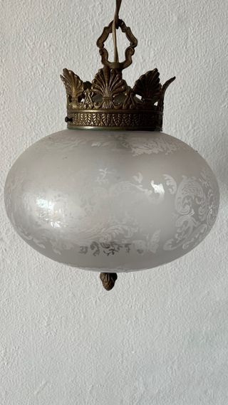 Lampara vintage metal y cristal