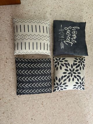 4 Cojines decorativos - Beige y Negro