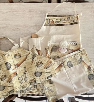 Set grembiuli cucina beige - Cotone