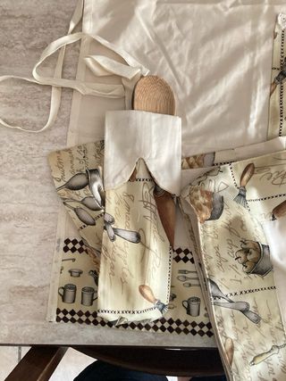 Set grembiuli cucina beige - Cotone