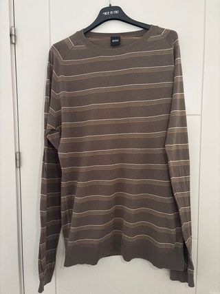 Jersey Hugo Boss rayas marrón beige