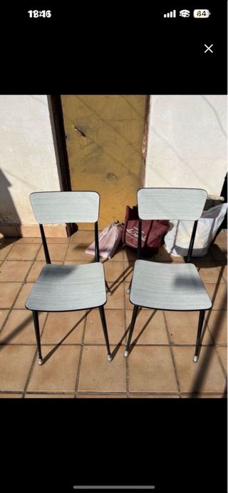 2 Sillas Vintage Gris Cocina
