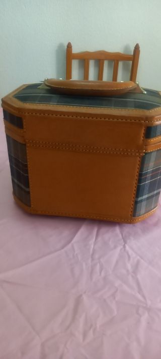 Necesser viaje cuero marrón-negro