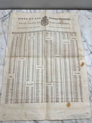Loteria Listado aiglo XIX