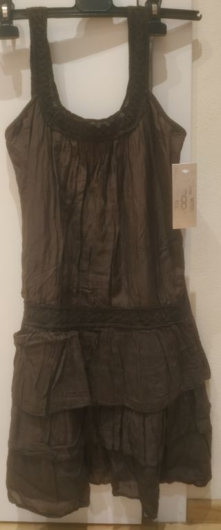 Vestito marrone - spalline in pizzo