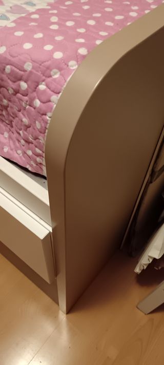 Cama nido compacta con cajones y mesita - marrón y