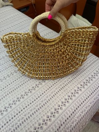 Bolso esparto dorado