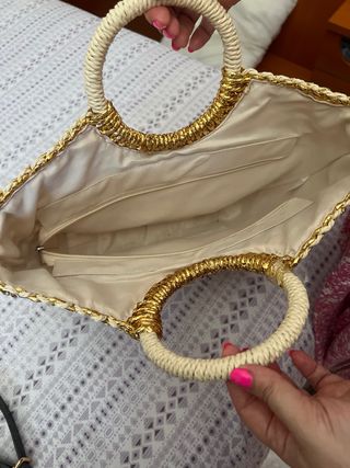 Bolso esparto dorado