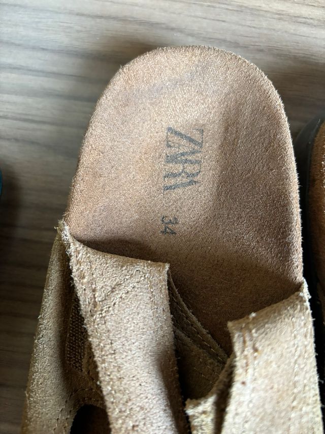 Sandalias planas ZARA marrón. talla 34