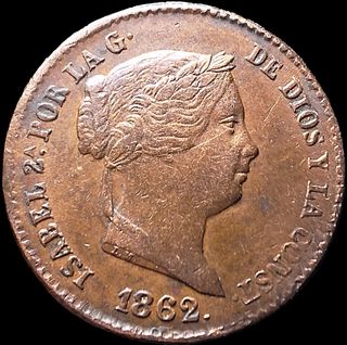 Moneda 10 Céntimos de Real Isabel II 1862 EBC