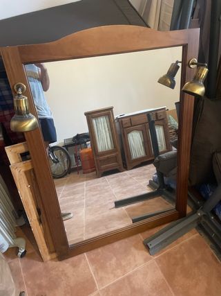Espejo madera con luces