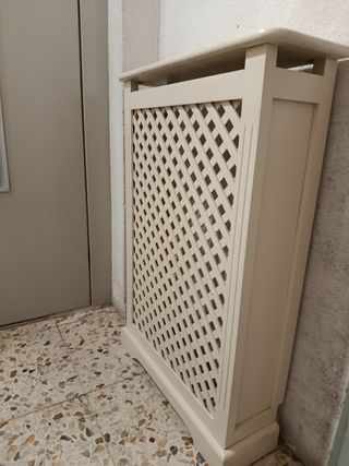Cubreradiador madera blanco roto