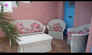 Conjunto jardín mimbre blanco