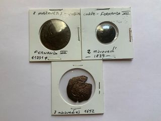 3 Monedas España siglo XVII-XIX