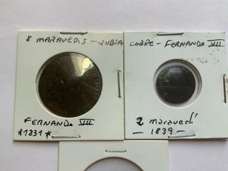 3 Monedas España siglo XVII-XIX