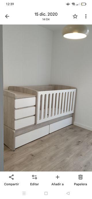 Cuna convertible cama, colchón y complementos
