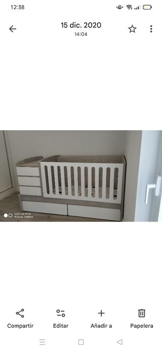 Cuna convertible cama, colchón y complementos
