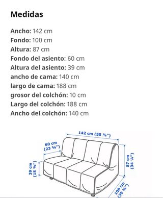 Sofá cama Ikea Lycksele - blanco y negro