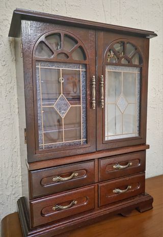 Joyero madera marrón antiguo