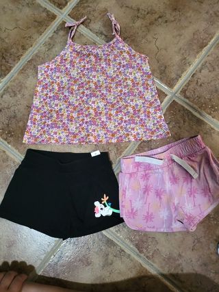 Conjunto niña verano - top floral + shorts talla 3