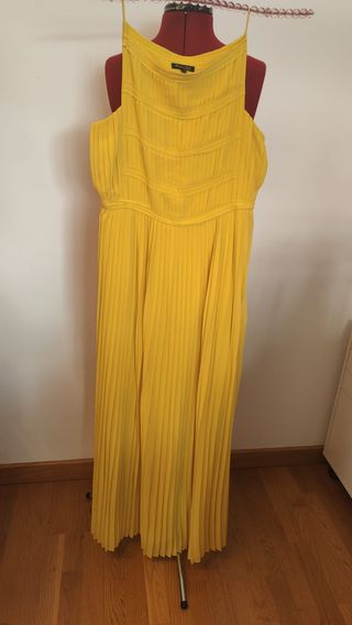 Vestido plisado Massimo Dutti amarillo