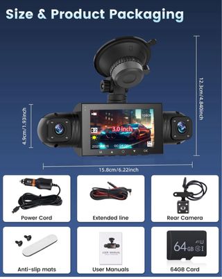 Dashcam 4 canali Full HD anteriore e posteriore