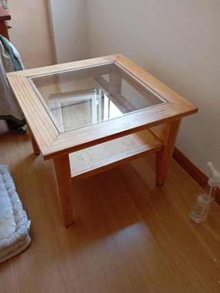 Mesa centro madera-cristal