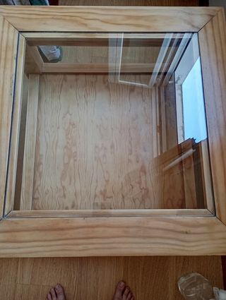 Mesa centro madera-cristal