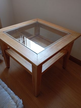 Mesa centro madera-cristal