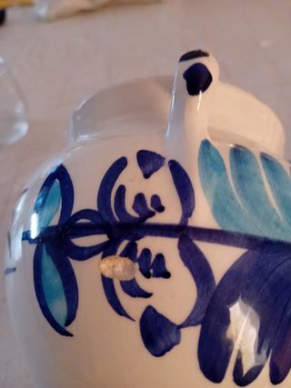 Azucarero Cerámica Azul y Blanco