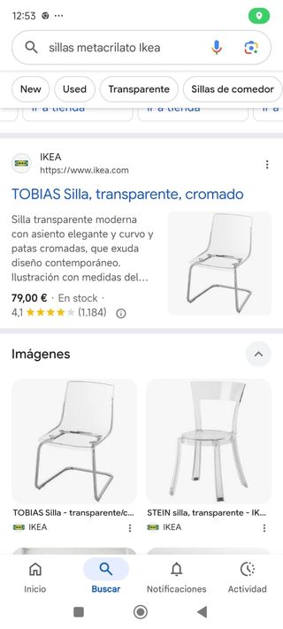 Conjunto de mesa y sillas de metacrilato