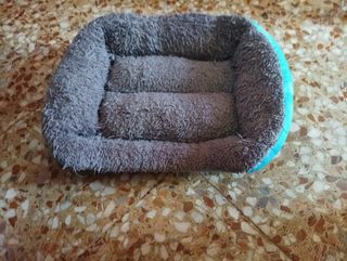 2 camas mascota pequeñas azul, gris